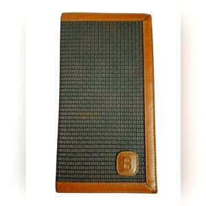 Bally Long Wallet Checkbook Leather Embossed Logo